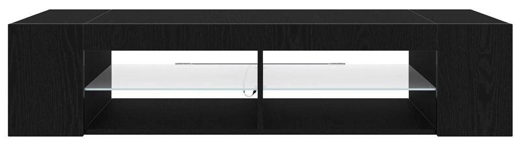 Estante de TV vidaXL com Luzes LED em Carvalho Preto 135x39x30cm em Ma