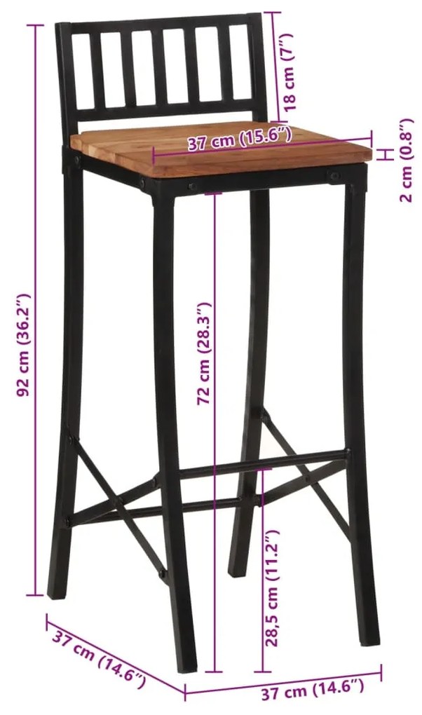 Cadeiras de bar 4 pcs acácia maciça