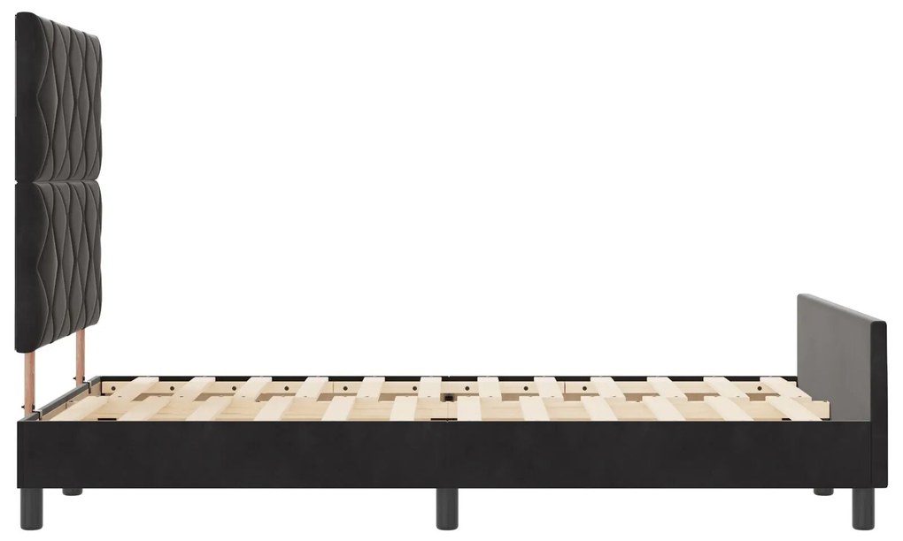Estrutura de Cama de Veludo Preto vidaXL 120x200 cm
