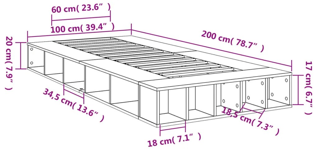 Estrutura de cama 100x200 cm derivados de madeira branco