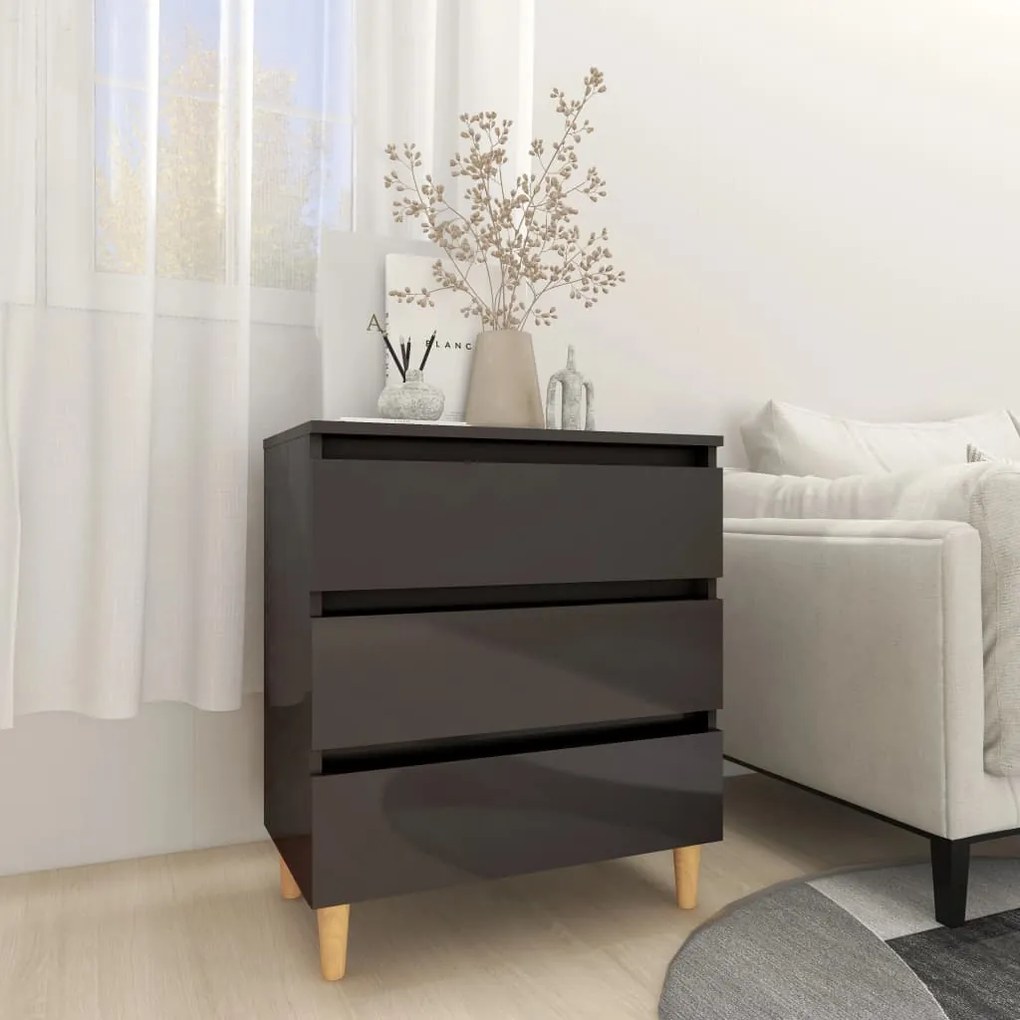 vidaXL Aparador 60x35x69 cm derivados de madeira cinzento brilhante