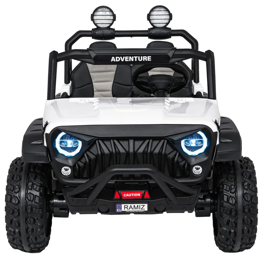 Jipe elétrico para Crianças 2 Lugares 24V 4x4 PASSION 4x4 Off-Road Rodas Espuma EVA, Assento couro ecológico Branco