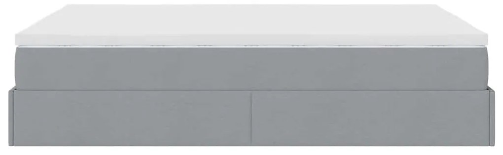Estrutura cama otomana colchão 140x200cm tecido cinzento claro