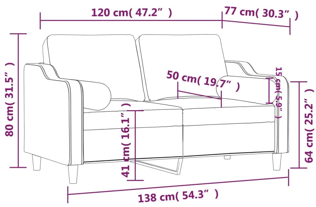 Sofá 2 lugares + almofadas decorativas 120 cm tecido preto