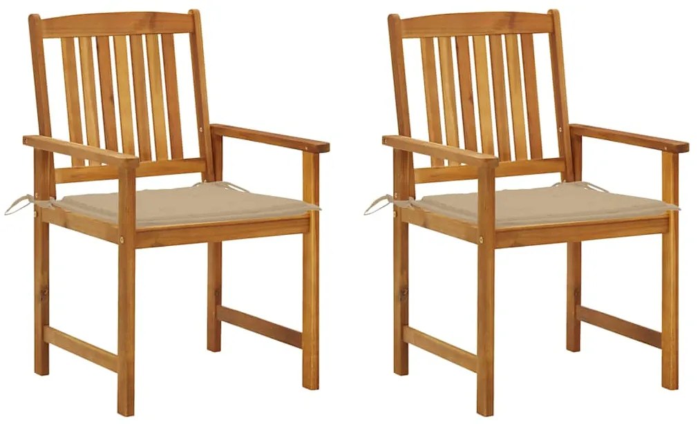 Cadeiras de jardim com almofadões 2 pcs acácia maciça