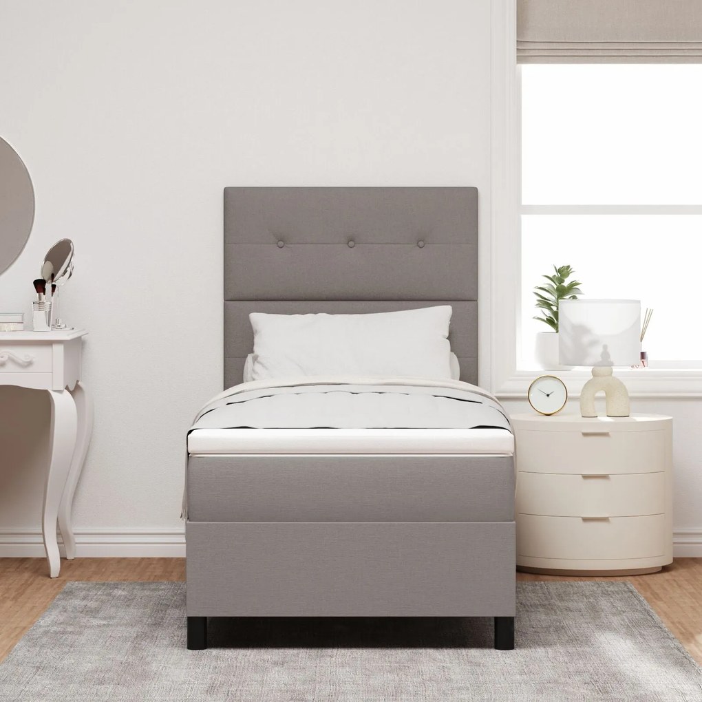 Cama Box Spring com Colchão Taupe Solteiro Tecido