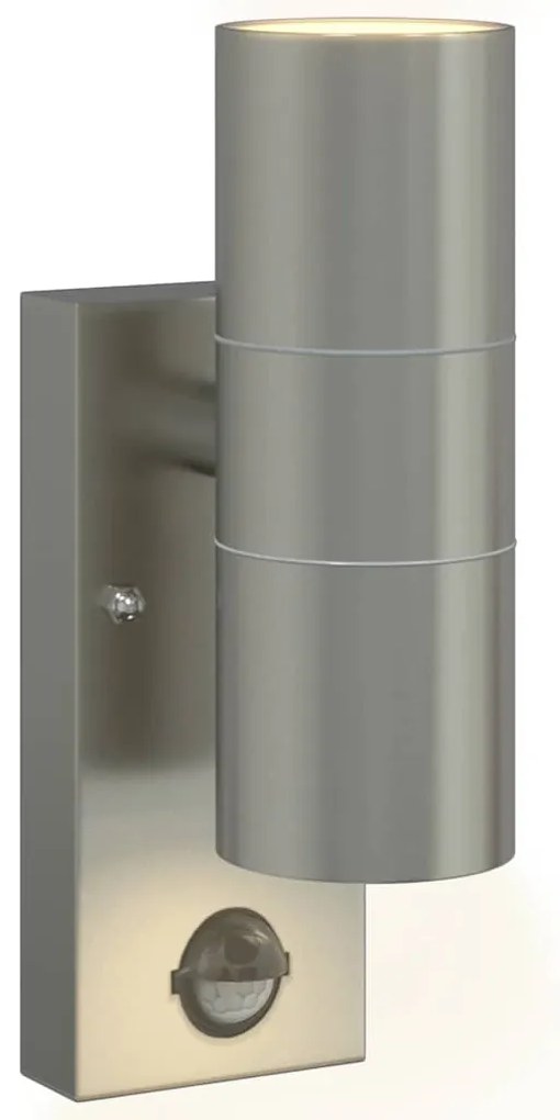 Arandelas de Parede Externas com Sensor 2 pcs Prateado Aço Inoxidável