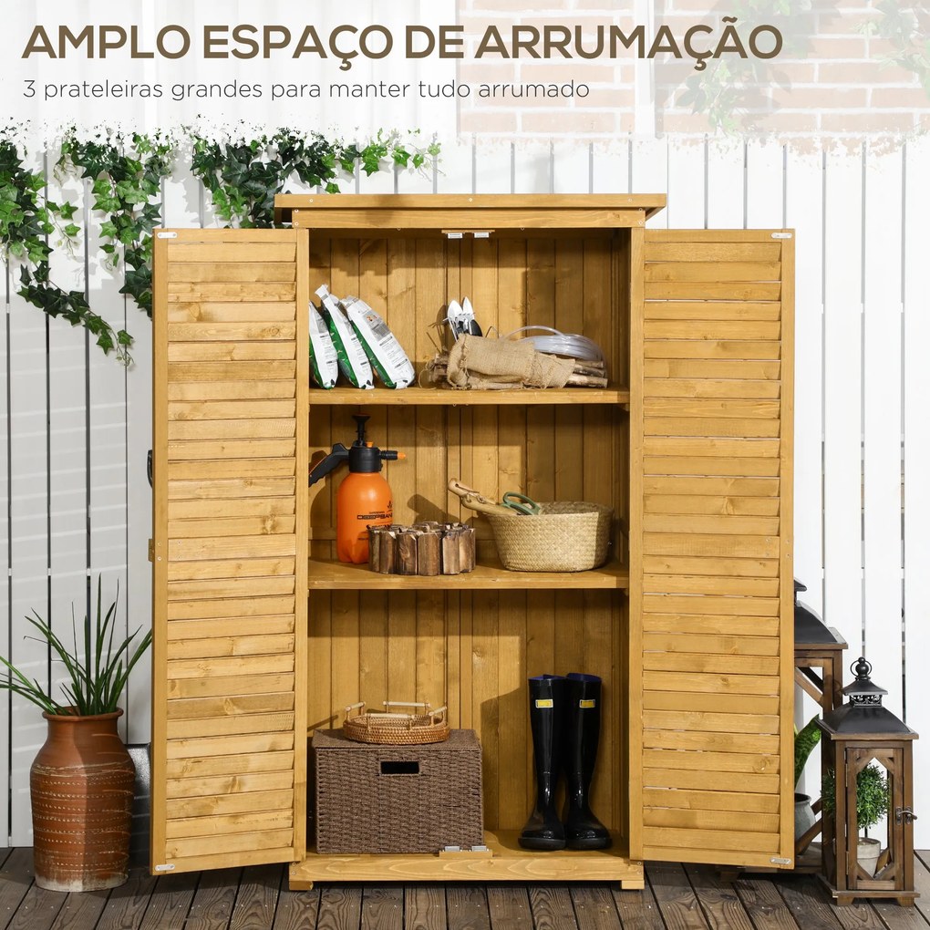 Armário de Jardim em Madeira – 87x46,5x160 cm – Com 2 Portas de Persia