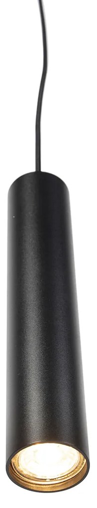 Candeeiro suspenso de design preto com adaptador de calha trifásico - 3-Phase Tuba Small Moderno