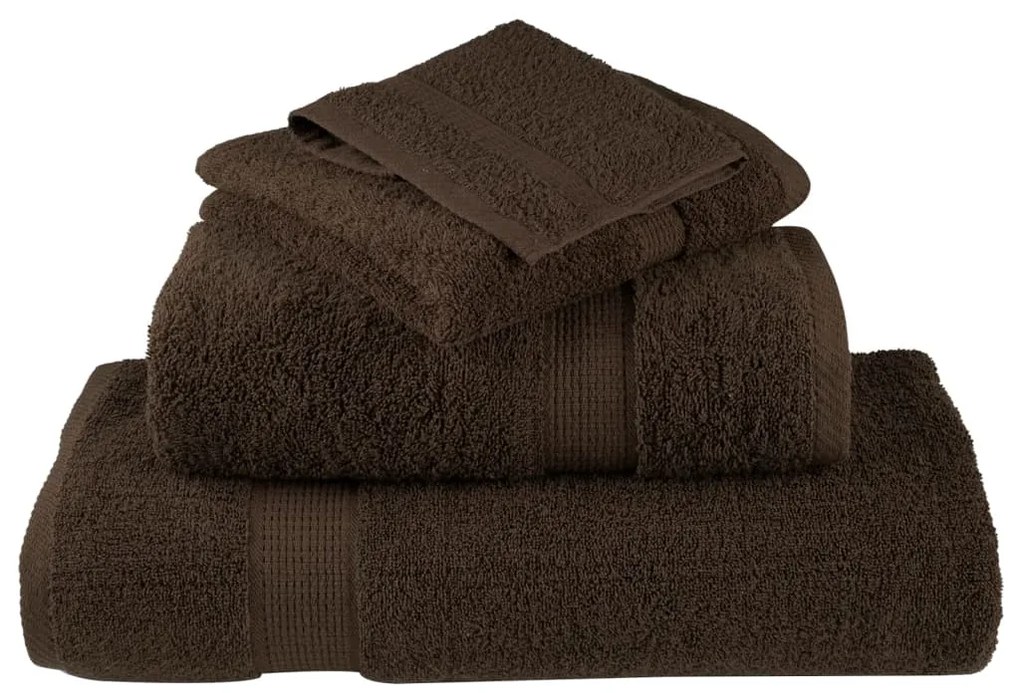 12pcs Conjunto toalhas banho premium SOLUND 600 gsm castanho
