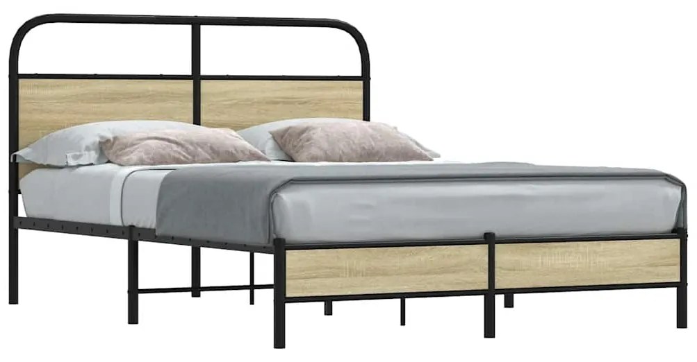 vidaXL Estrutura cama s/ colchão derivados de madeira carvalho sonoma
