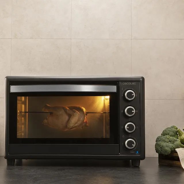 Mini-Forno com capacidade de 60 litros Bake&Toast 6090 Black Gyro, 12 funções combináveis, alta potência de 2200 W e espeto rotativo Preto