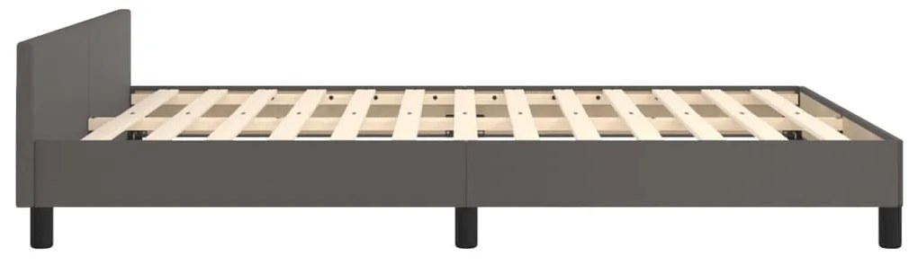 Estrutura cama c/ cabeceira 140x190cm couro artificial cinzento