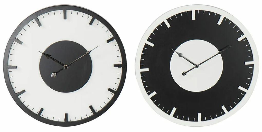 Relógio de Parede DKD Home Decor Preto Branco Madeira MDF (50 x 4.5 x 50 cm) (2 pcs)