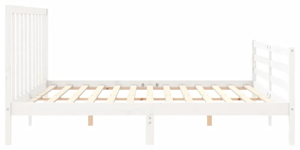 Estrutura de cama com cabeceira 200x200cm madeira maciça branco