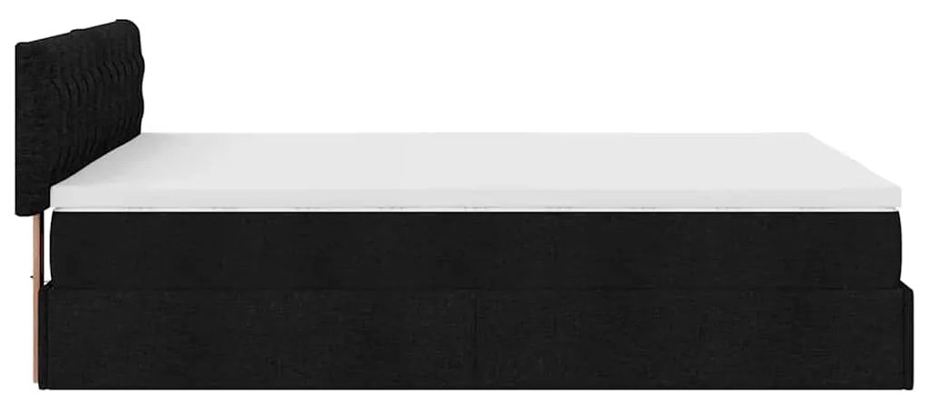 Cama otomana com colchão 140x190 cm tecido preto