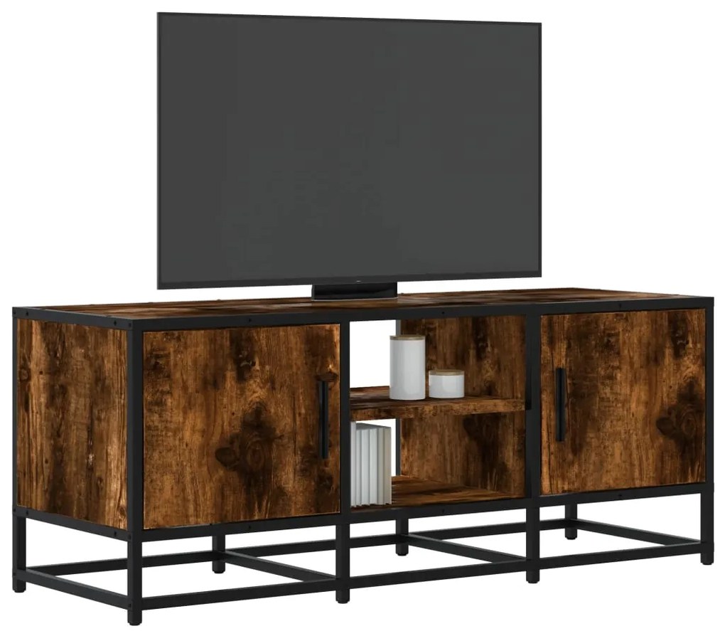 Móvel p/ TV 100x35x41cm derivados madeira/metal carvalho fumado