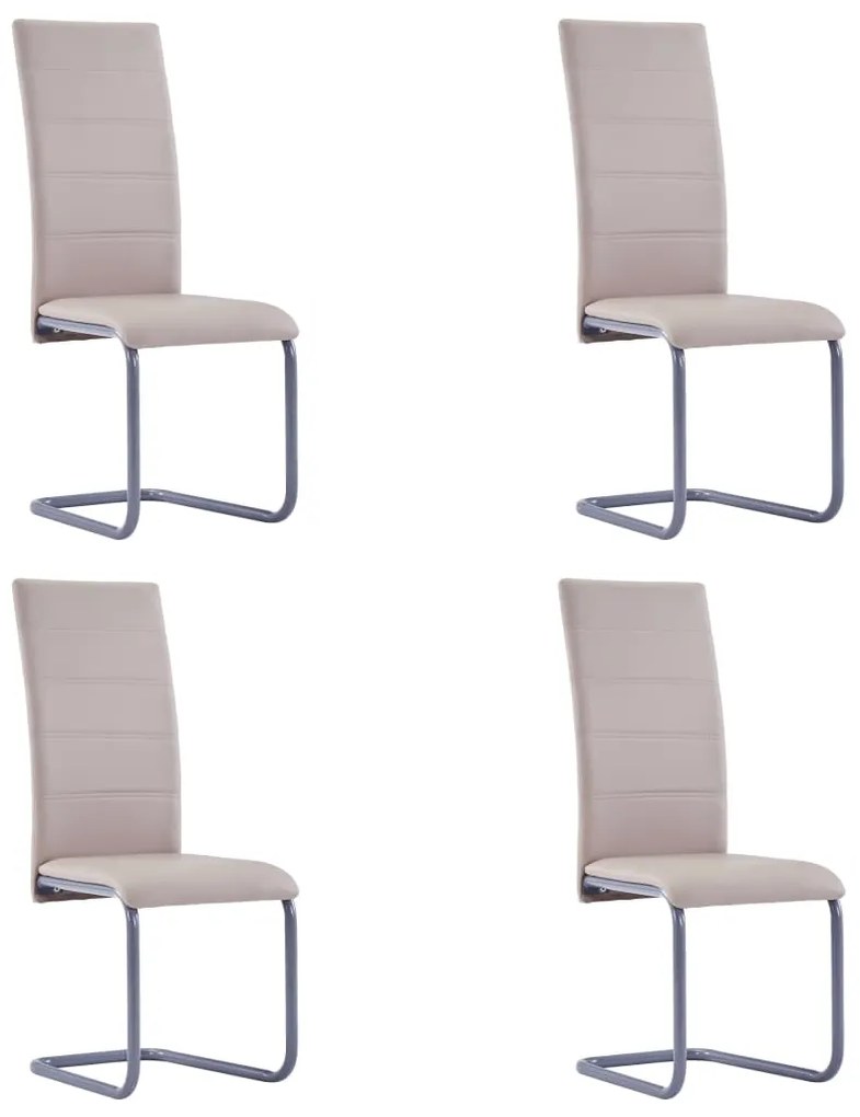 vidaXL Cadeiras de jantar cantilever 4 pcs couro artificial cappuccino