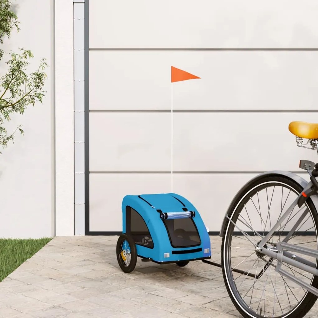 vidaXL Reboque bicicleta p/ animais tecido oxford/ferro azul