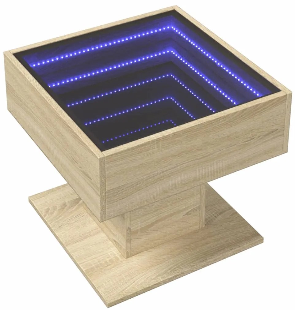 Mesa de centro c/ LEDs 50x50x45 madeira processada
