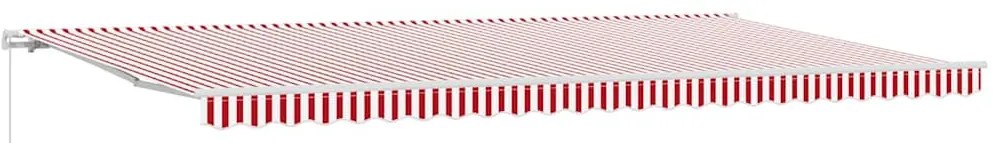 Toldo Retrátil Manual Listrado Vermelho e Branco 600x300 cm