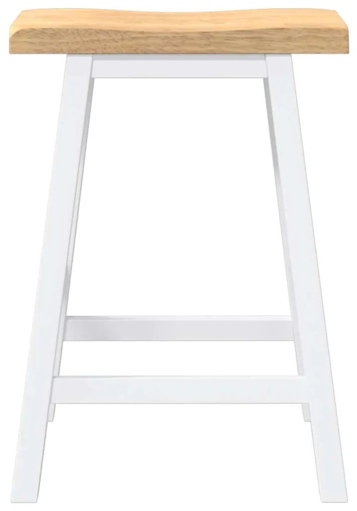 Bancos de bar 2 pcs madeira de seringueira maciça branco