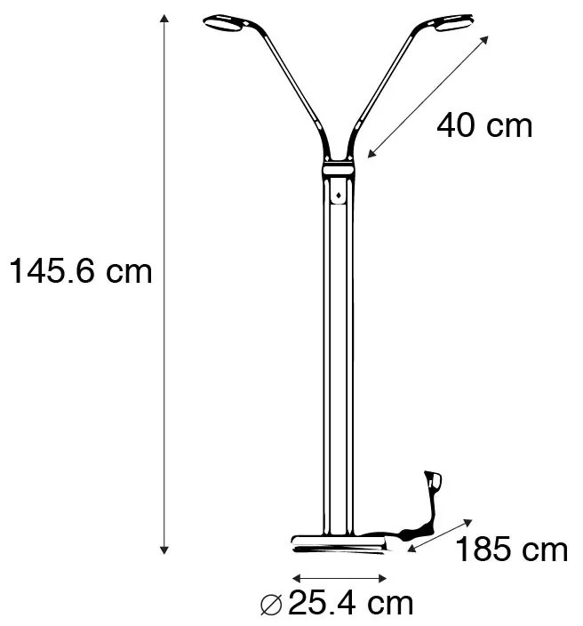 Candeeiro de chão moderno em aço com candeeiro de leitura incl. LED - Eva Moderno