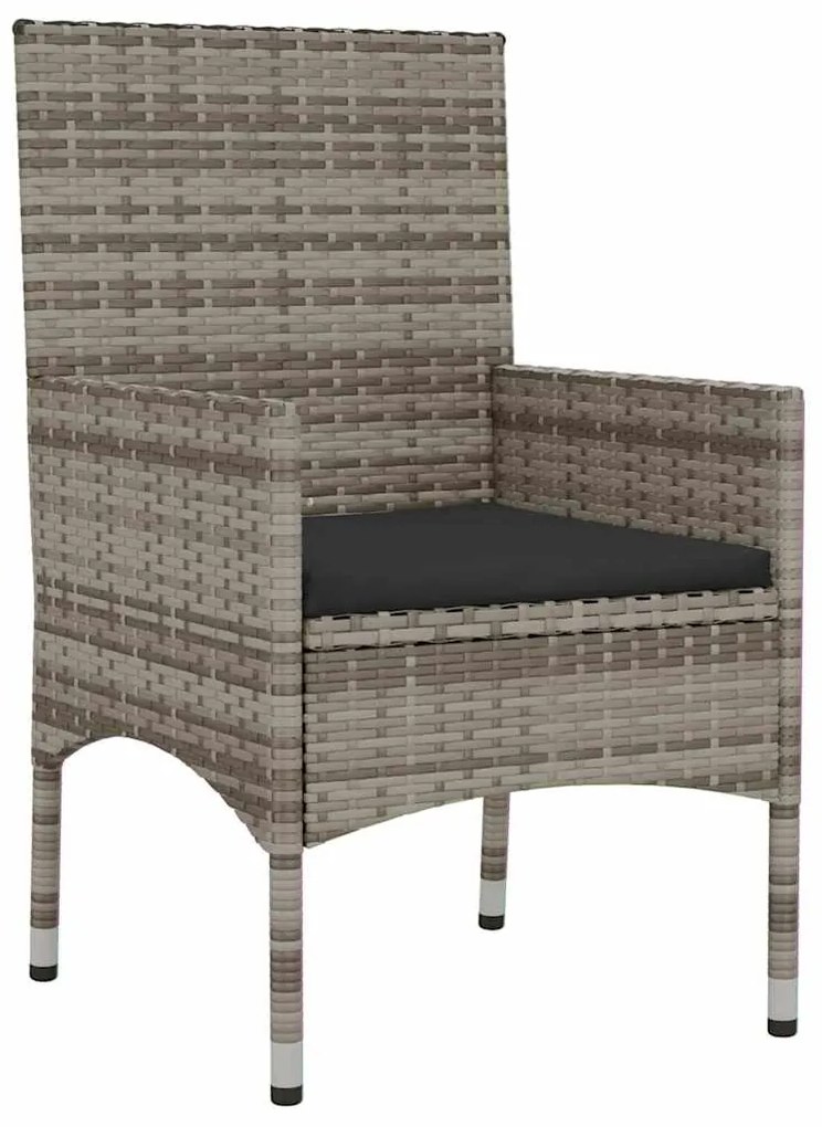 4 pcs conjunto lounge de jardim c/ almofadões vime PE cinzento