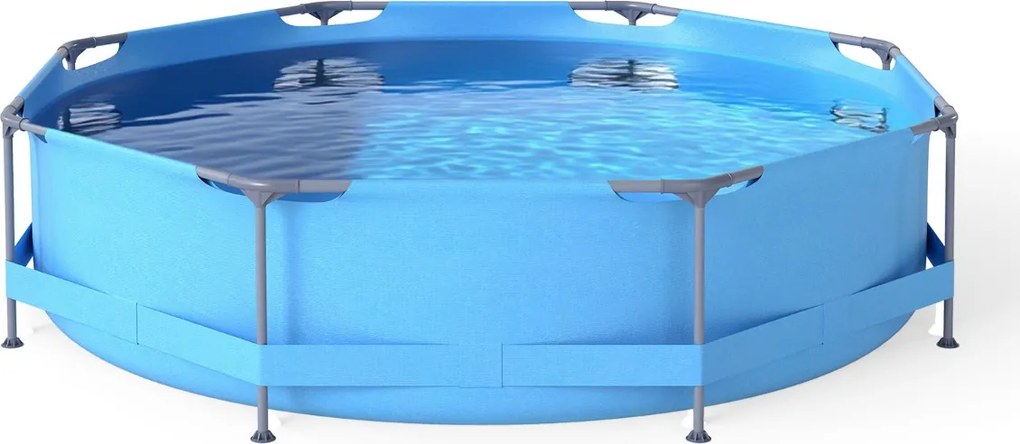 Piscina 306 x 306 x 79 cm Redonda com Estrutura Metálica e Bomba de Filtro Capacidade de 4383 L para Jardim Azul