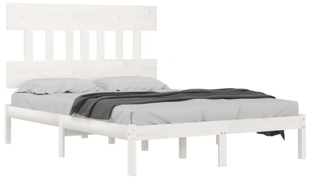 Estrutura de cama king 150x200 cm madeira maciça branco