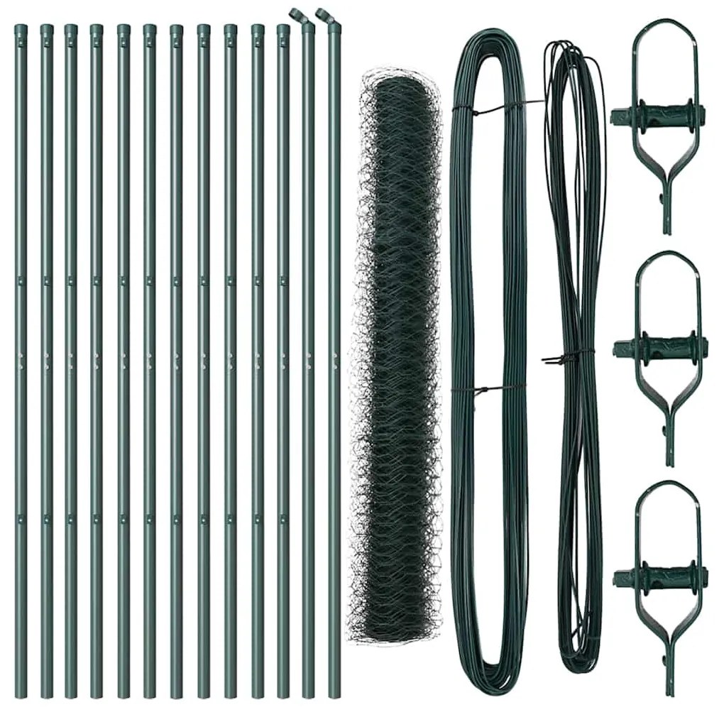 Cerca Hexagonal vidaXL Verde 1.4x25 m Aço