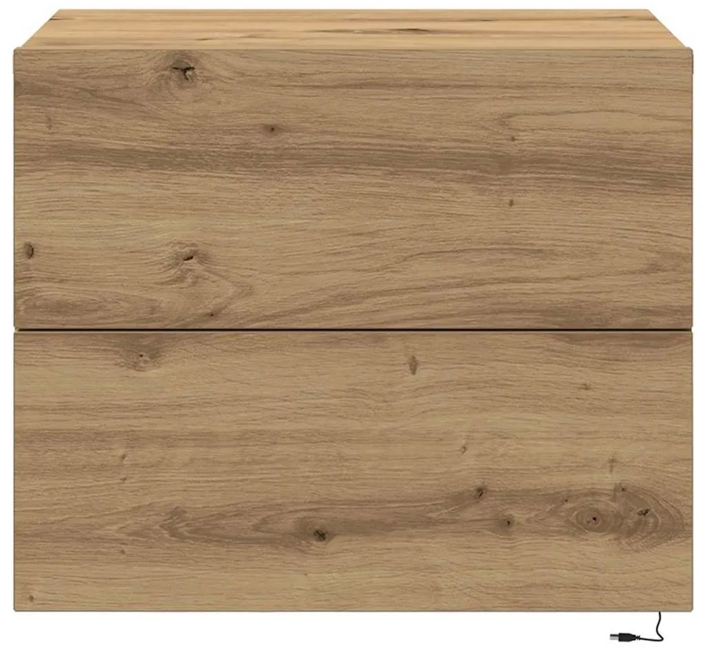 Guarda-Louças vidaXL com LED Montado na Parede Carvalho Artesanal 50x3