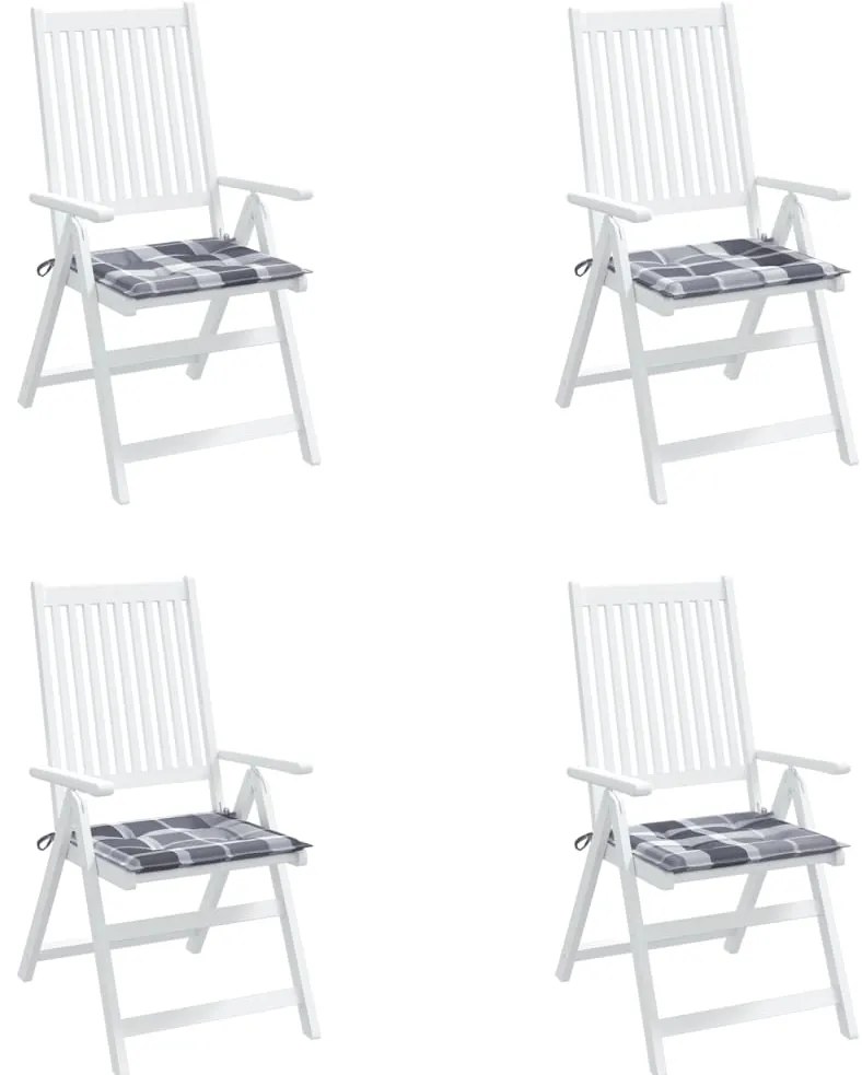 Almofadões cadeiras jardim 4pcs tecido oxford xadrez cinzento