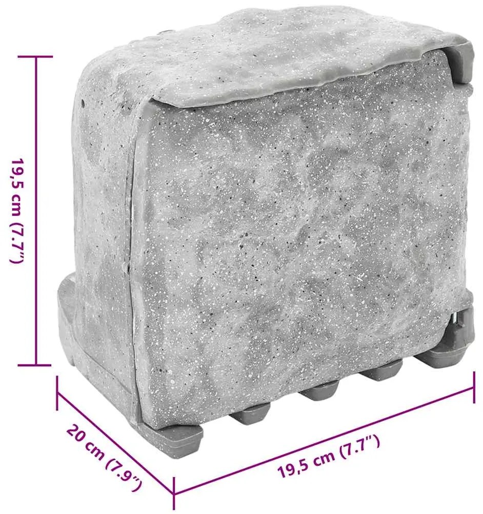 Tomada exterior c/ estaca/sensor luz 4 vias aspeto pedra cinza
