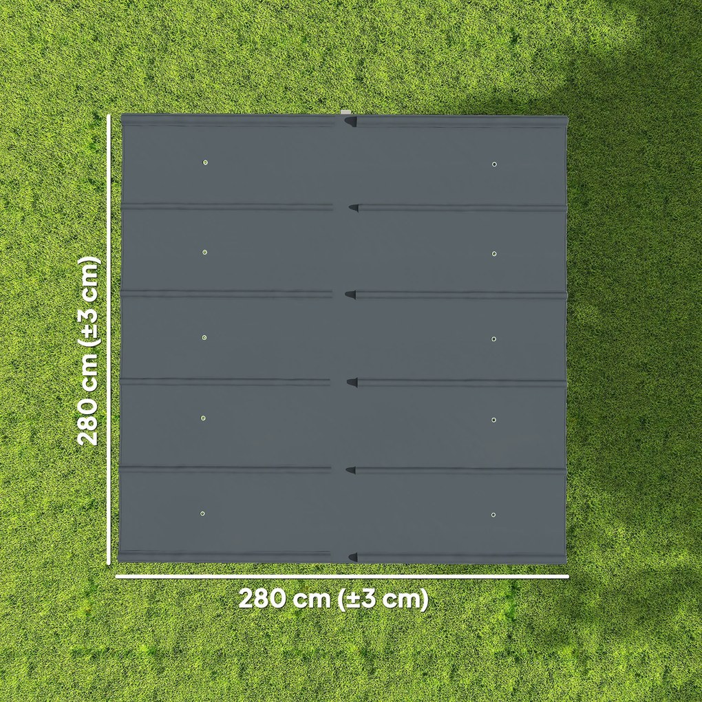 Lona substituição para pérgula  3 x 3 m (NÃO INCLUIDA) - Lona  para pérgula retrátil de, poliéster 180 g/m³, proteção UV 30+, cinzento escuro
