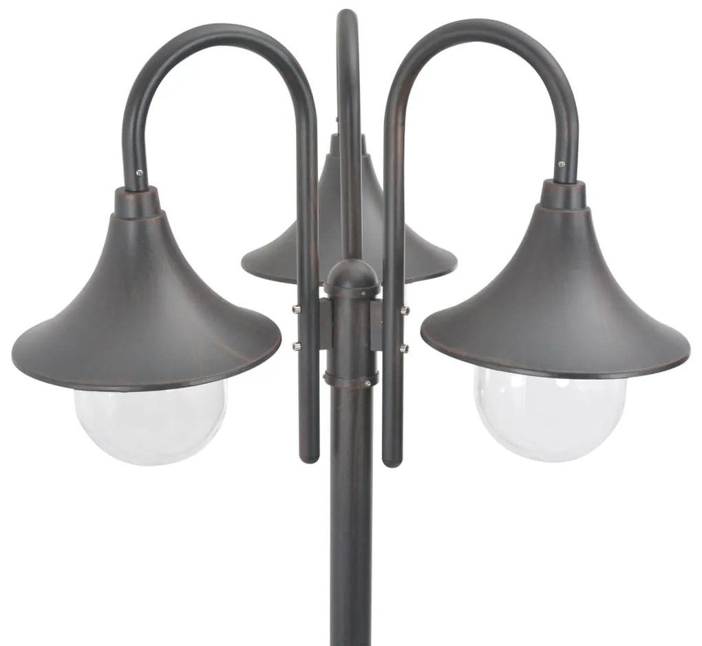 Candeeiro de pé p/ jardim c/ 3 braços E27 220cm alumínio bronze
