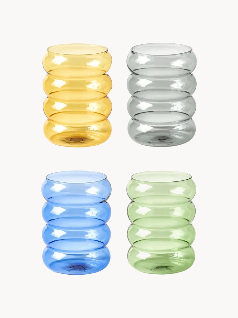 Copos artesanais de vidro soprado Bubbly, 4 uni.