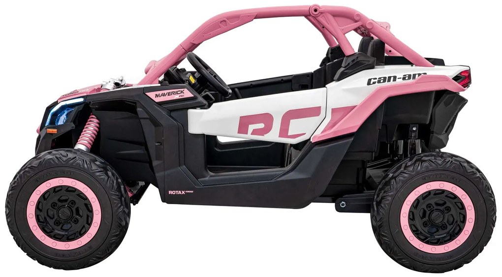 Carro elétrico para Crianças 24V 4x200W 2 Lugares, Buggy Can-Am Maverick Turbo RR Rodas de EVA, Assento de couro Rosa