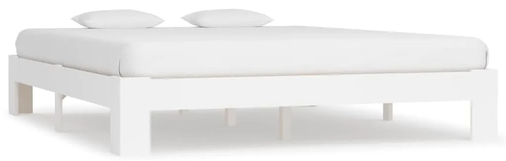 vidaXL Estrutura de cama 160x200 cm pinho maciço branco