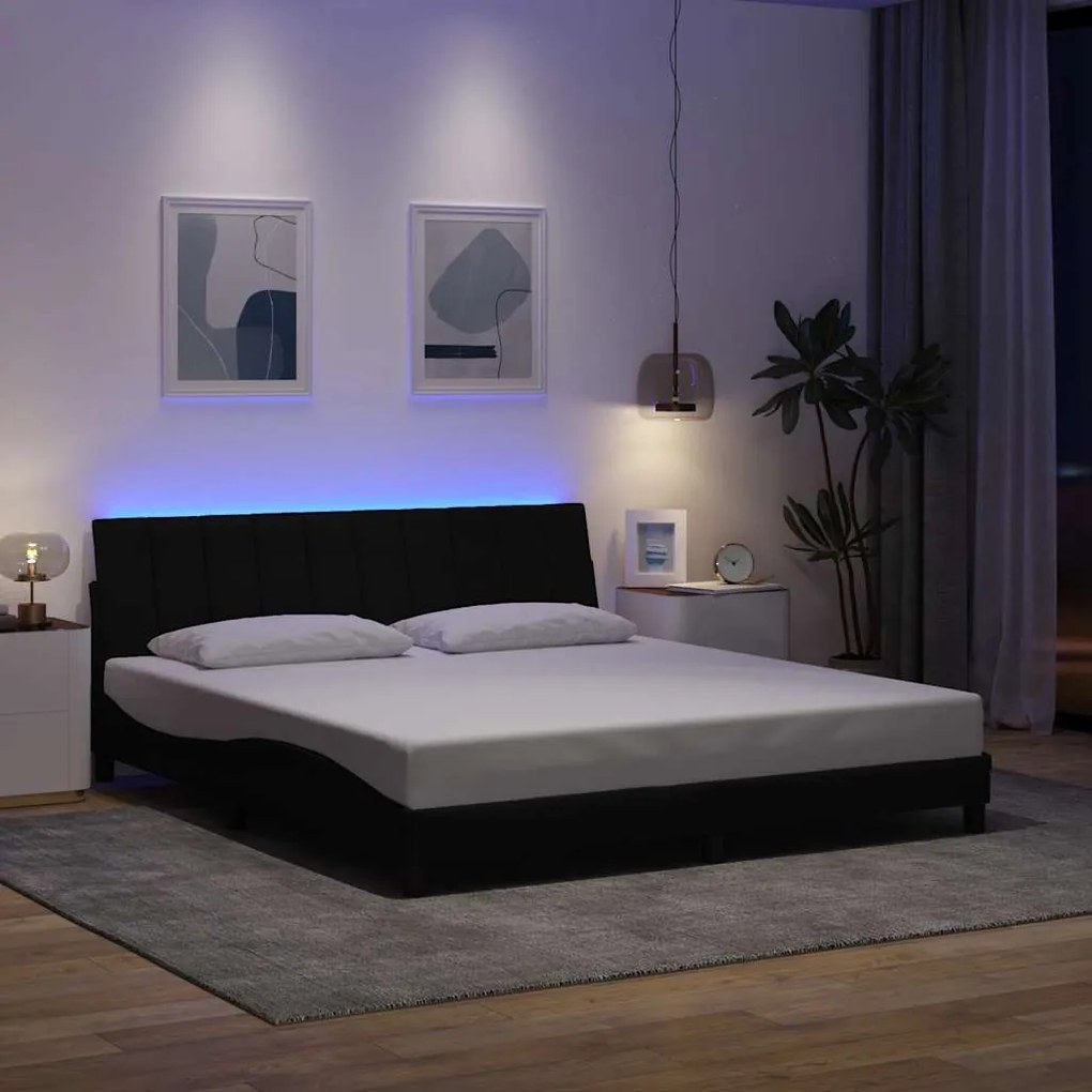 Estrutura de cama sem colchão 180x200 cm tecido preto