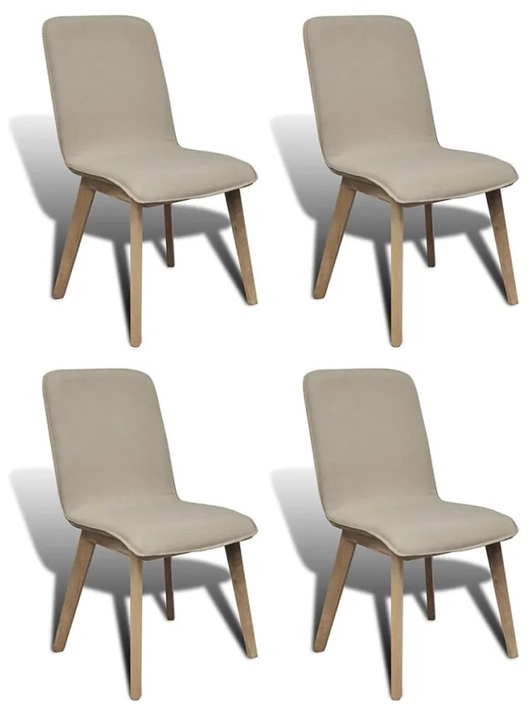 vidaXL Cadeiras jantar 4 pcs tecido bege e madeira de carvalho maciça