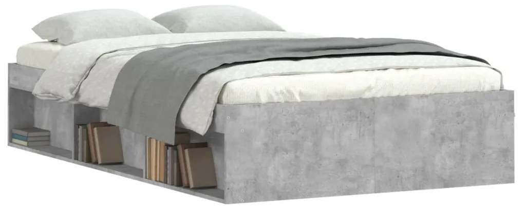 Estrutura cama de casal pequena 120x190 cm cinza cimento