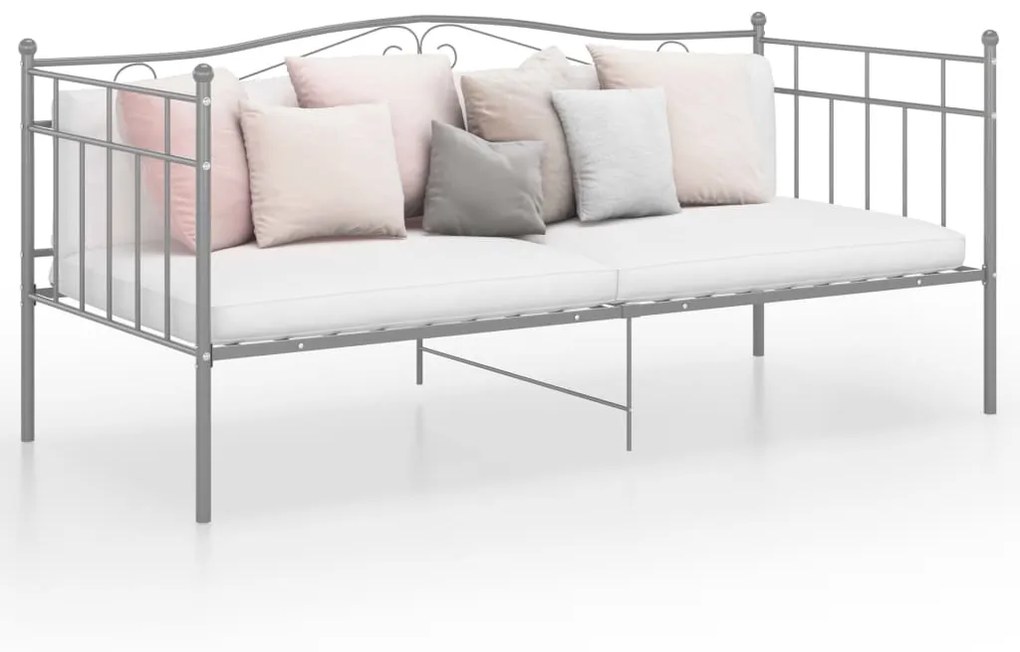 vidaXL Sofá-cama 90x200 cm metal cinzento