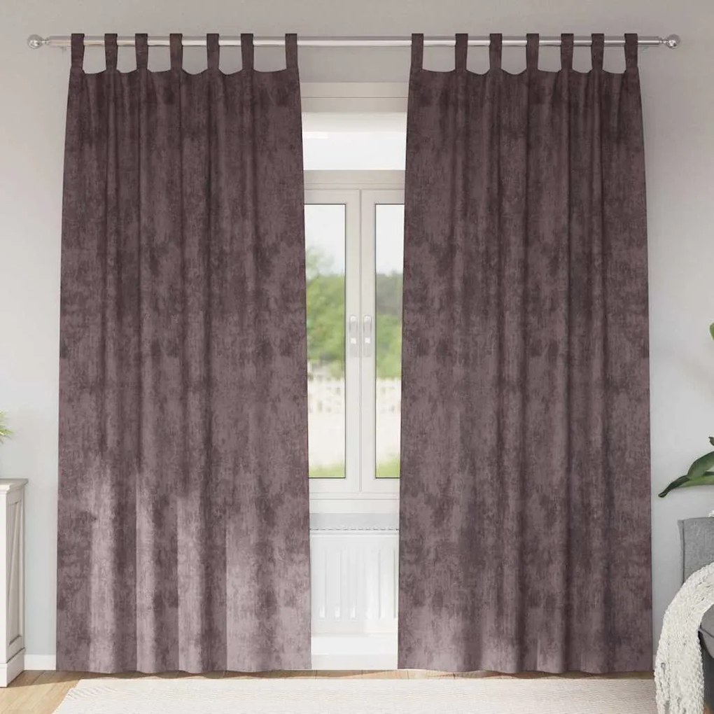 vidaXL Cortinas de Veludo - 2 pcs com Ilhoses Castanho 225x140 cm