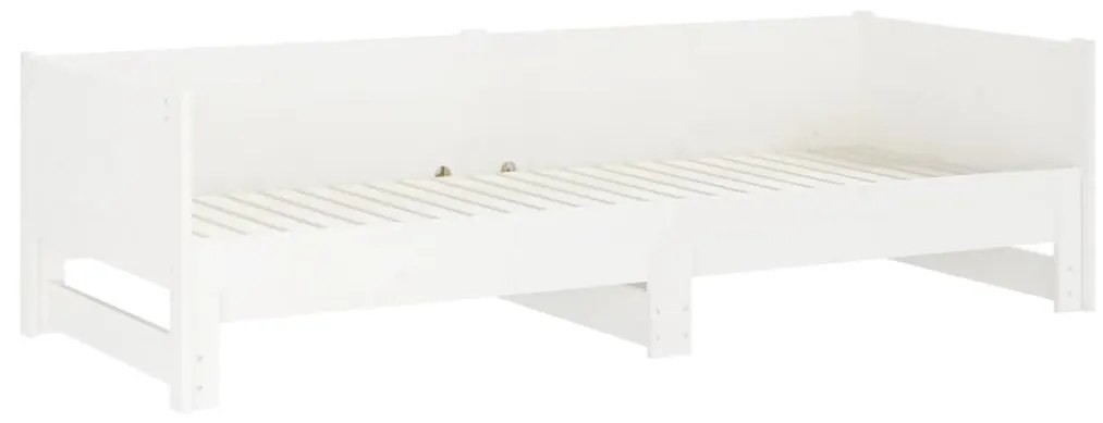 Estrutura sofá-cama de puxar pinho maciço branco 2x(90x190) cm