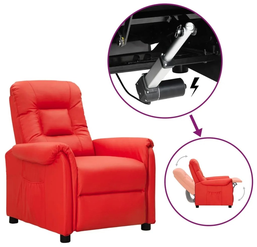 vidaXL Poltrona elevatória couro artificial vermelho