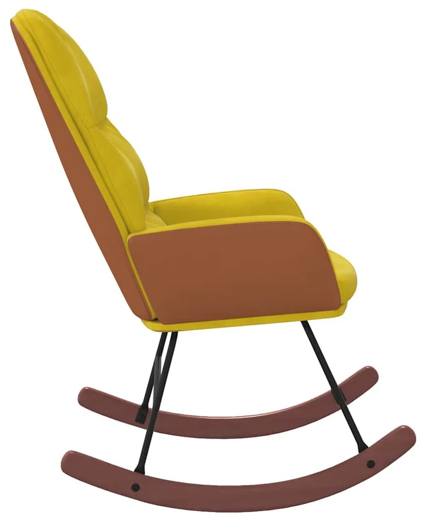 Cadeira de baloiço veludo amarelo