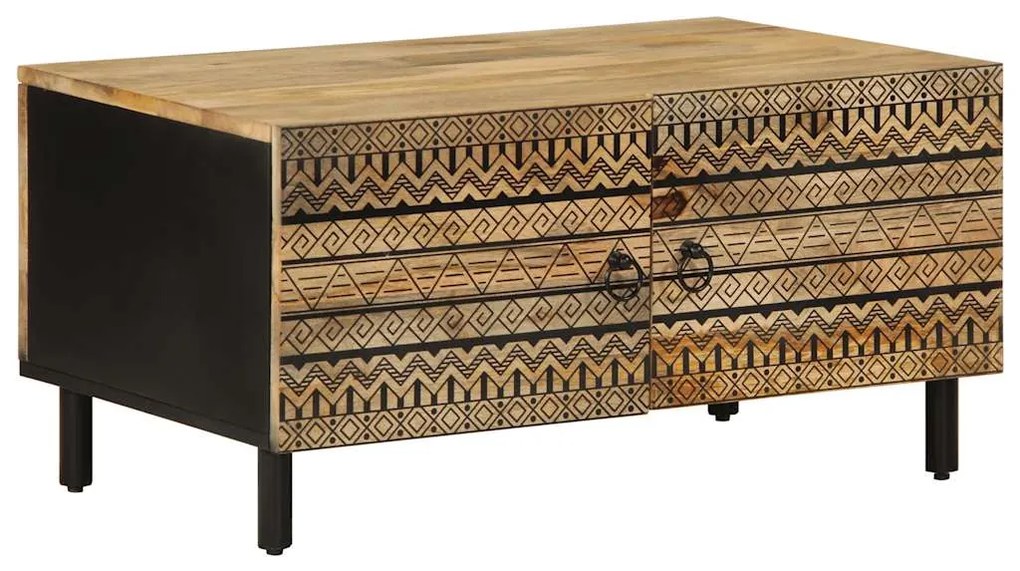 Mesa de centro 80x50x40cm madeira mangueira áspera maciça preto
