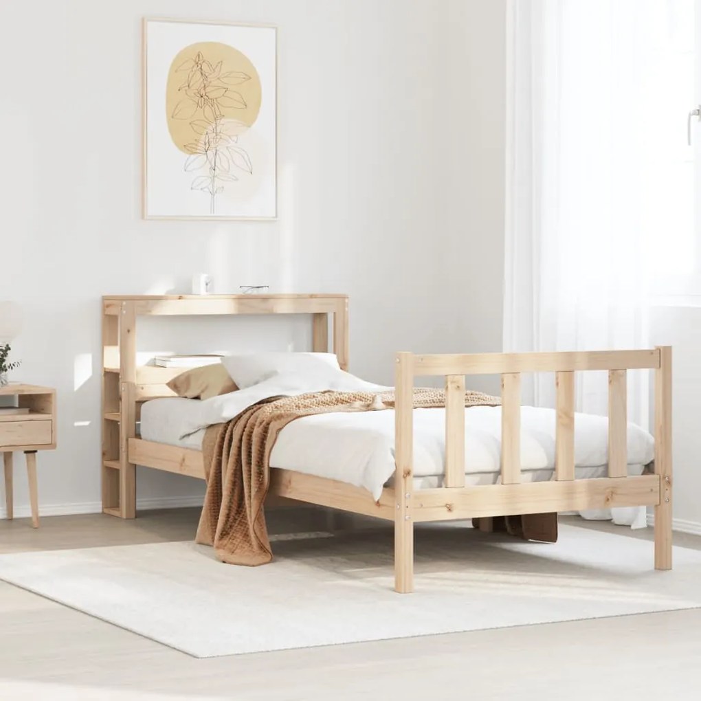 vidaXL Cama sem colchão 75x190 cm madeira de pinho maciça