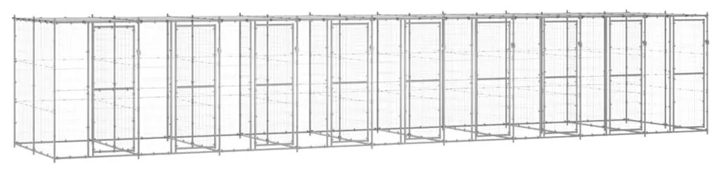 vidaXL Canil de exterior com telhado 21,78 m² aço galvanizado